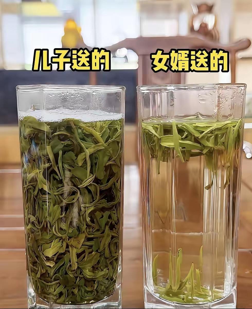 虽然我不懂茶，但是物以稀为贵，茶叶肯定是越小越贵，我感觉女婿送的，价格肯定要比儿
