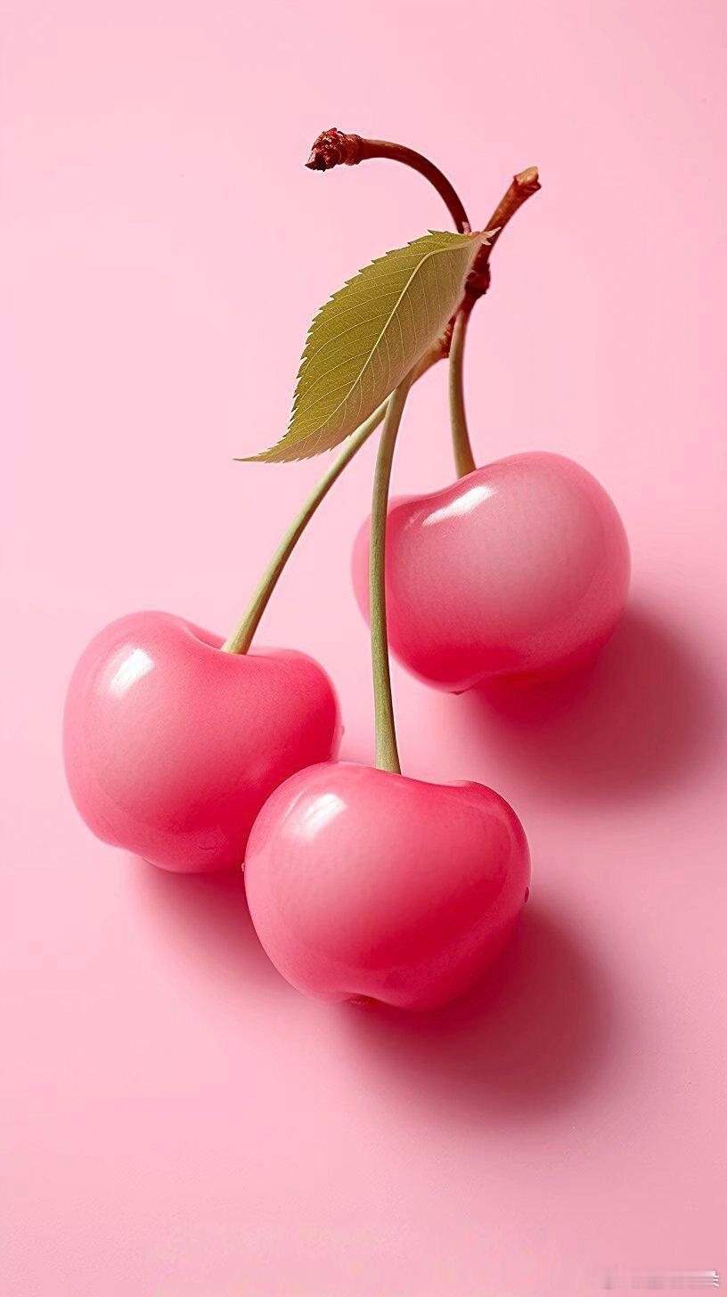 晶莹剔透粉扑扑樱桃水果壁纸...🍒 ​​​