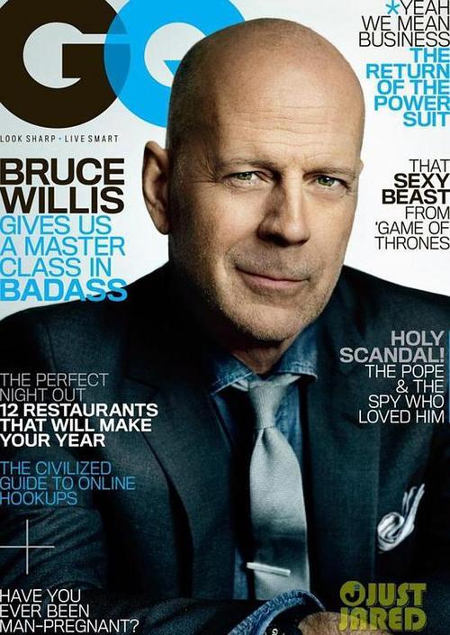 【来自投稿】印度版《GQ》杂志2013年5月刊封面，封面人物是布鲁斯·威利斯 