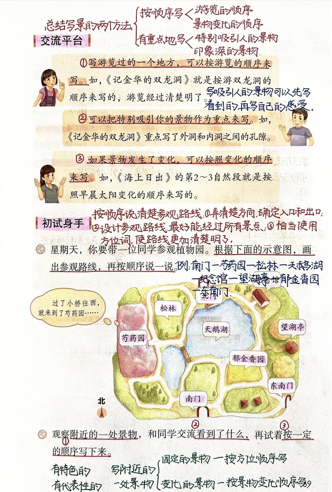 四年级下册语文，第五单元《习作例文》课堂学习笔记，收藏备用