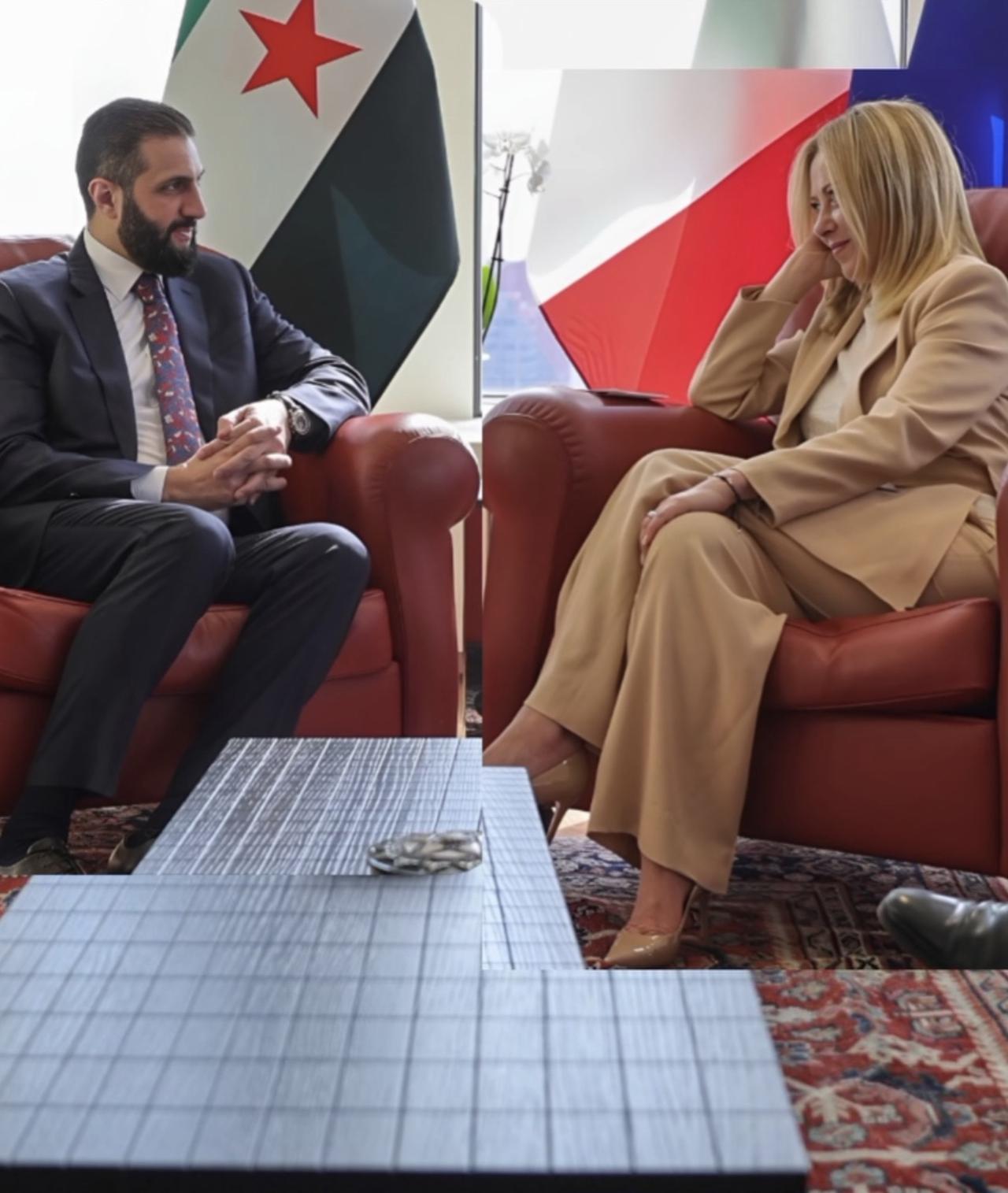 叙利亚共和国艾哈迈德·沙拉总统阁下和意大利总理与众不同 叙利亚 中东 意大利