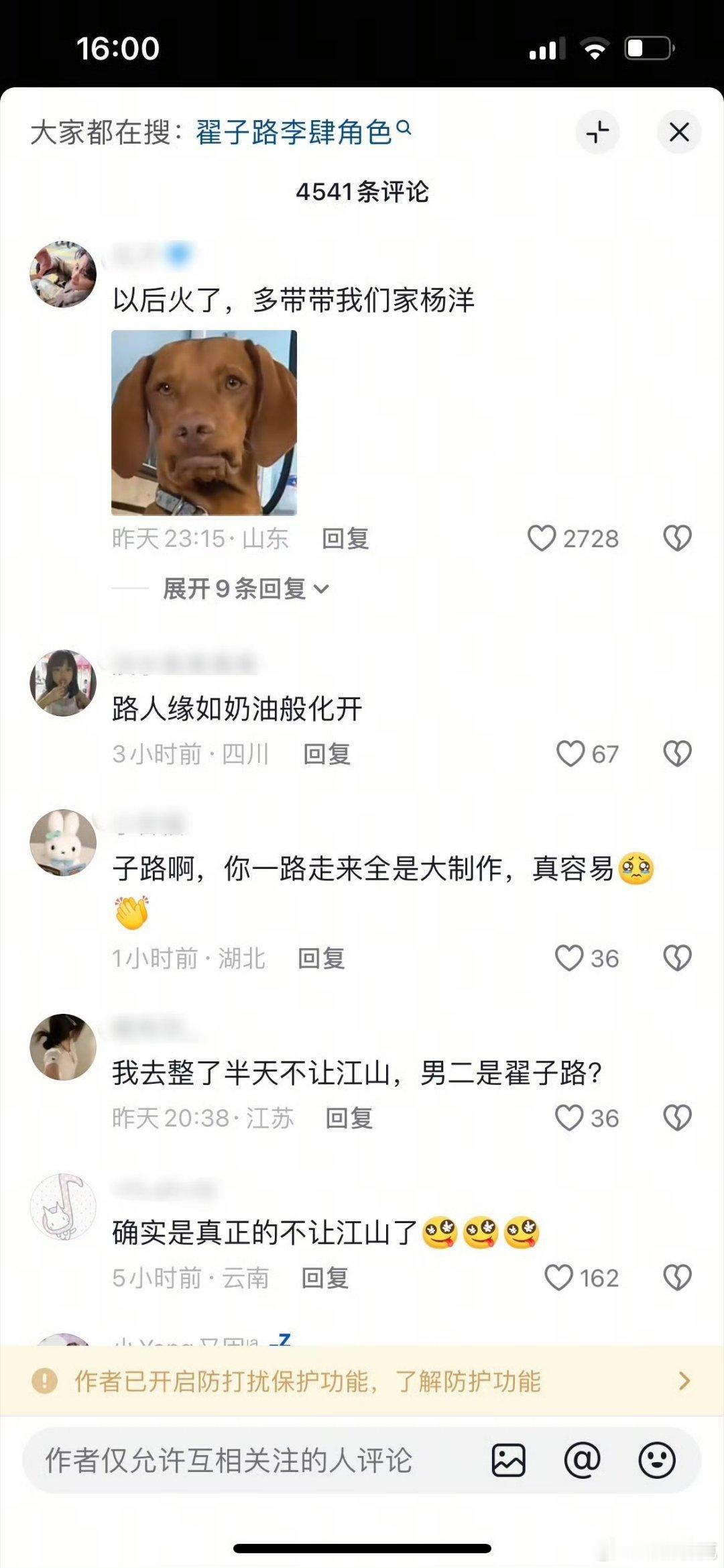 翟子路评论区沦陷，开防护了