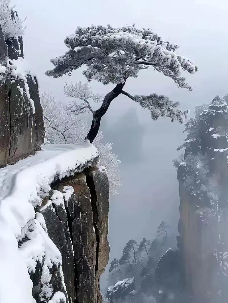 山坡羊·寒松
寒涛翻涌，
劲松高耸，
虬枝铁骨冰穹共。
雪霜攻，节犹雄。
岩间盘