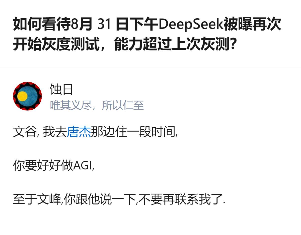 这事更值得琢磨的不是灰测模型的能力，是突然冒出来的那句“去唐杰那边住”的留言，把