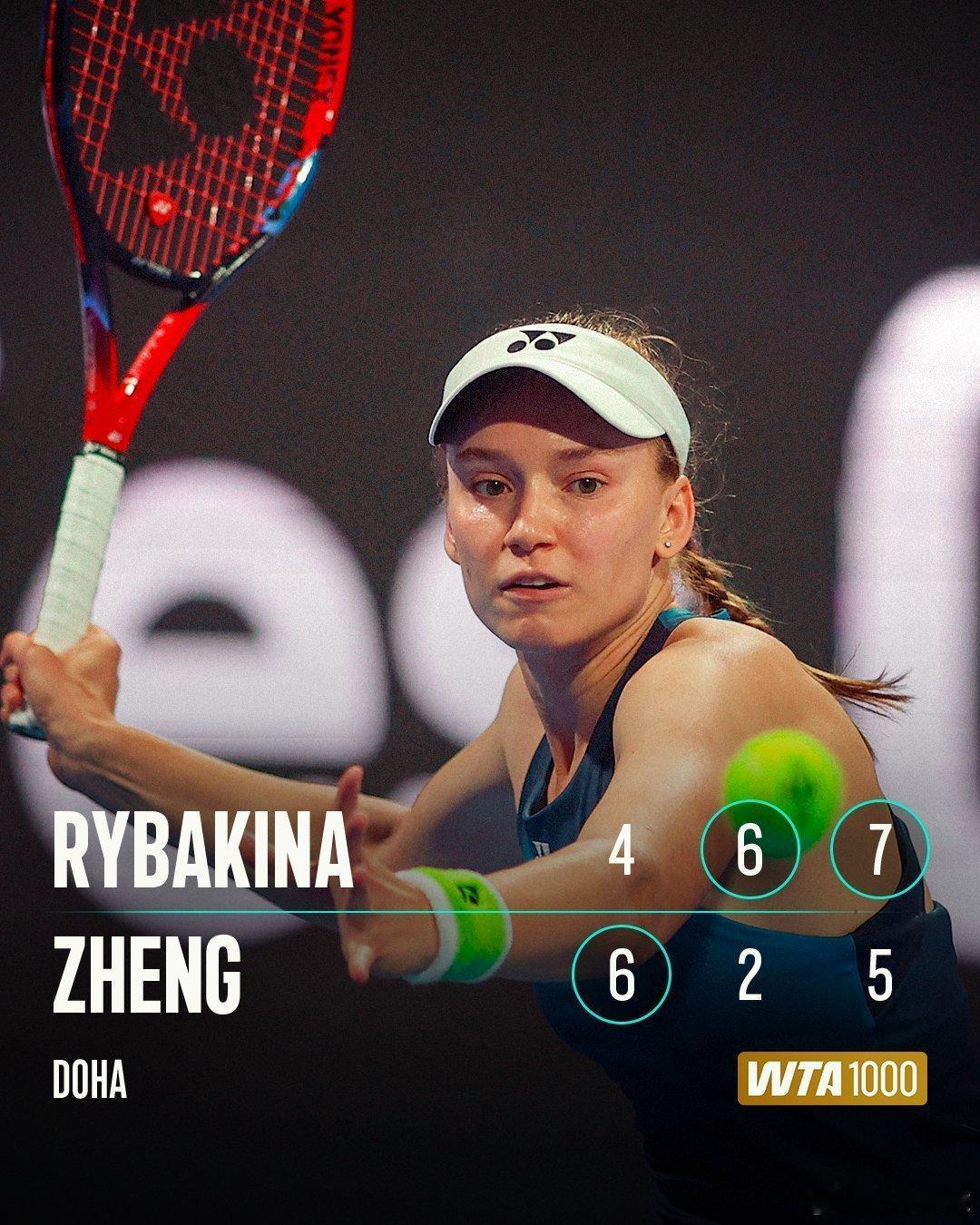 🇨🇳郑钦文6-4/2-6/5-7不敌新科澳网冠军莱巴金娜，无缘多哈八强。与对