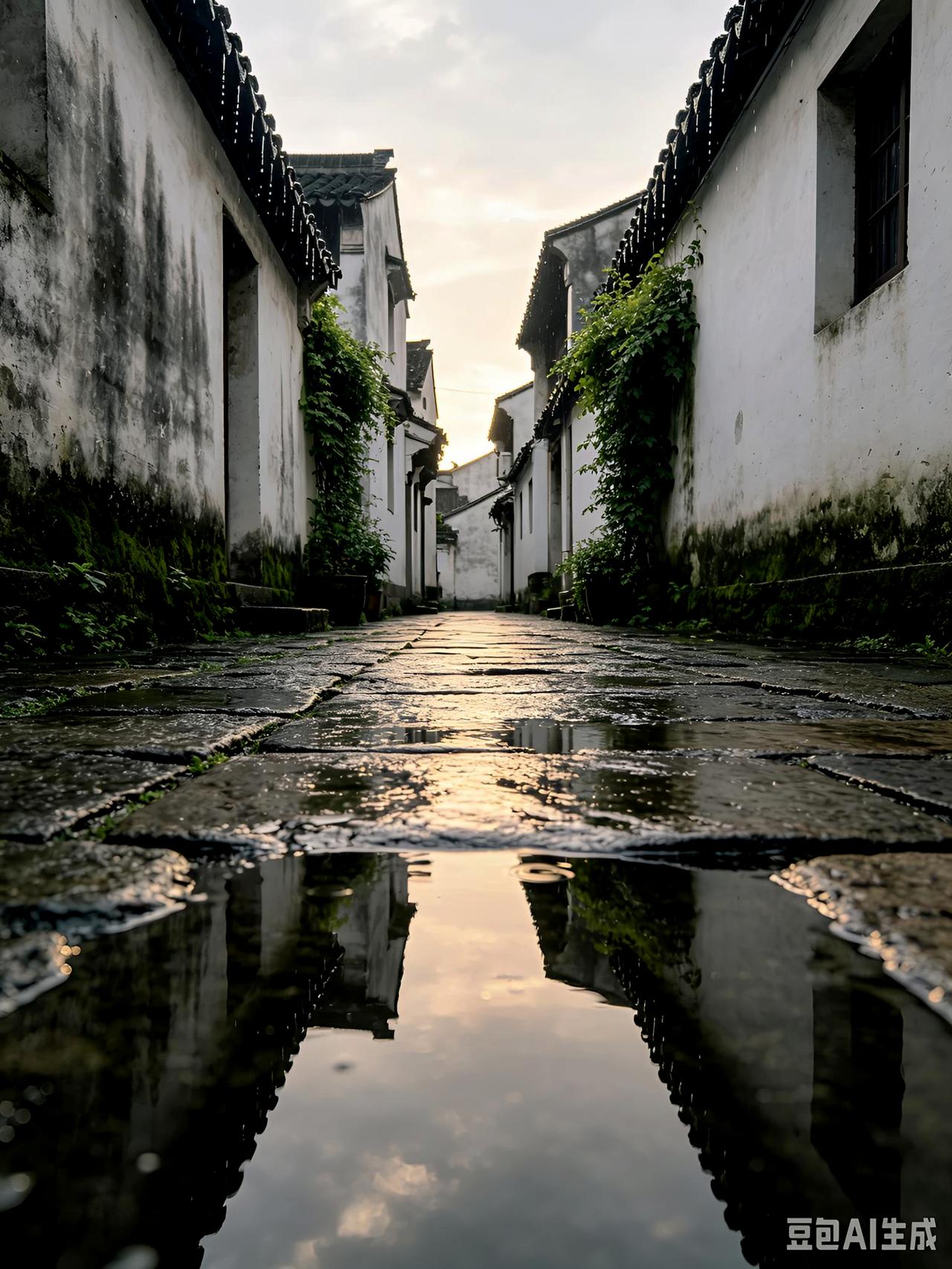 秋日生活打卡季雨后的青石板泛着微光，小巷安静得刚刚好，只想就这样慢慢走。