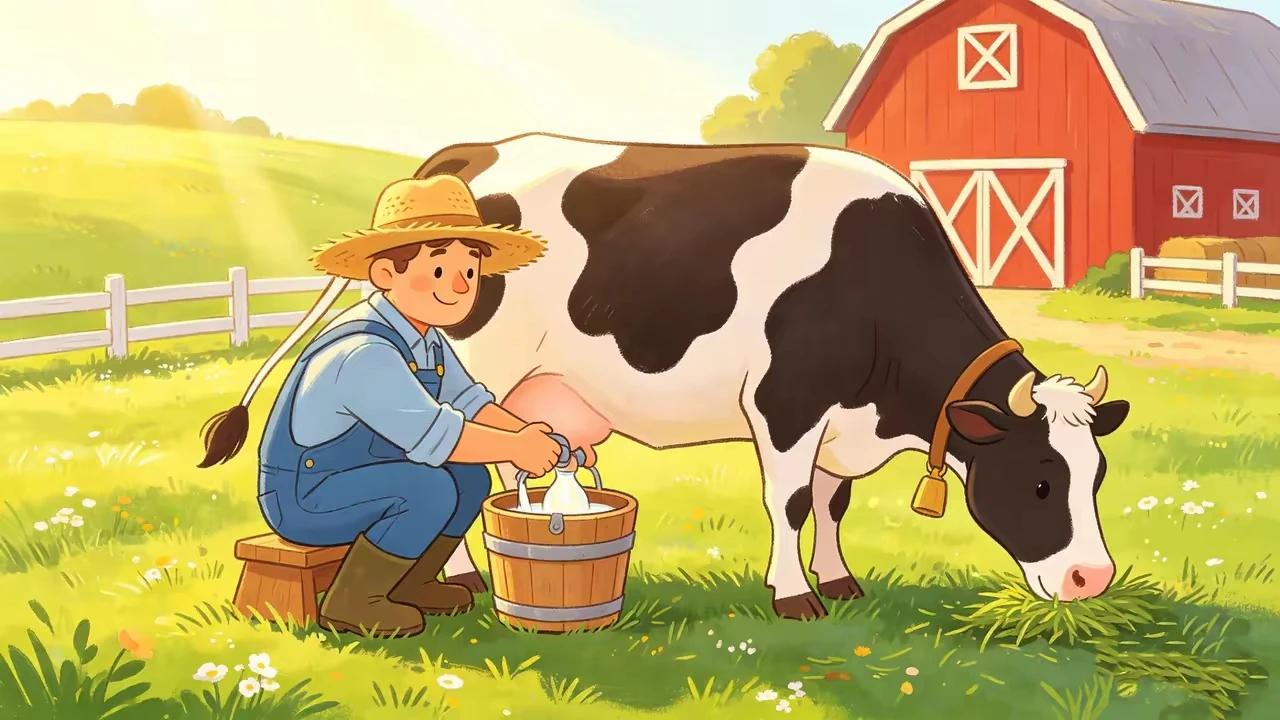 上联：奶牛产牛奶
下联：蜜蜂酿蜂蜜