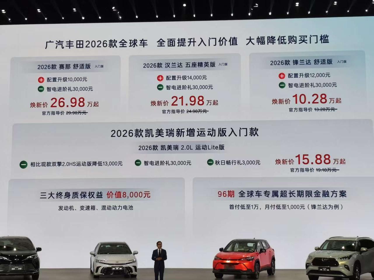 车盟快讯：9月23日，广汽丰田2026款全球车全新登场，专为油车用户打造，一次推