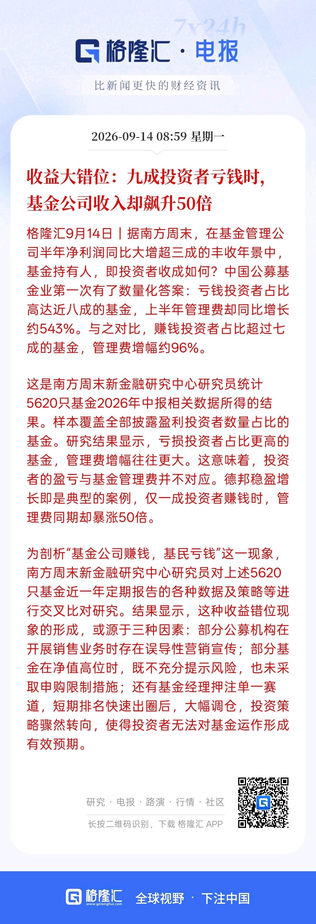这基金投资者都亏钱，基金公司却赚了50倍，基金投资者亏的越多，基金公司却越赚的多
