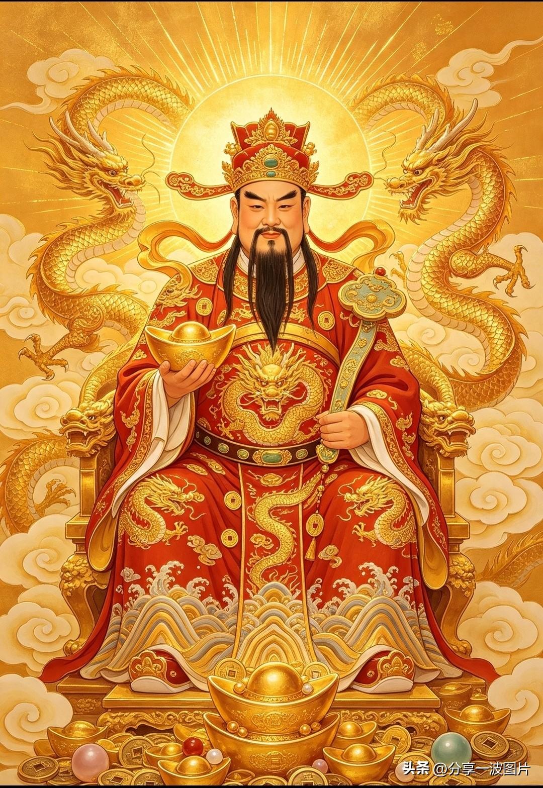 财神到家门口啦，快快开门，恭迎财神进门，接住这满满当当的金元宝，愿家家户户财源兴
