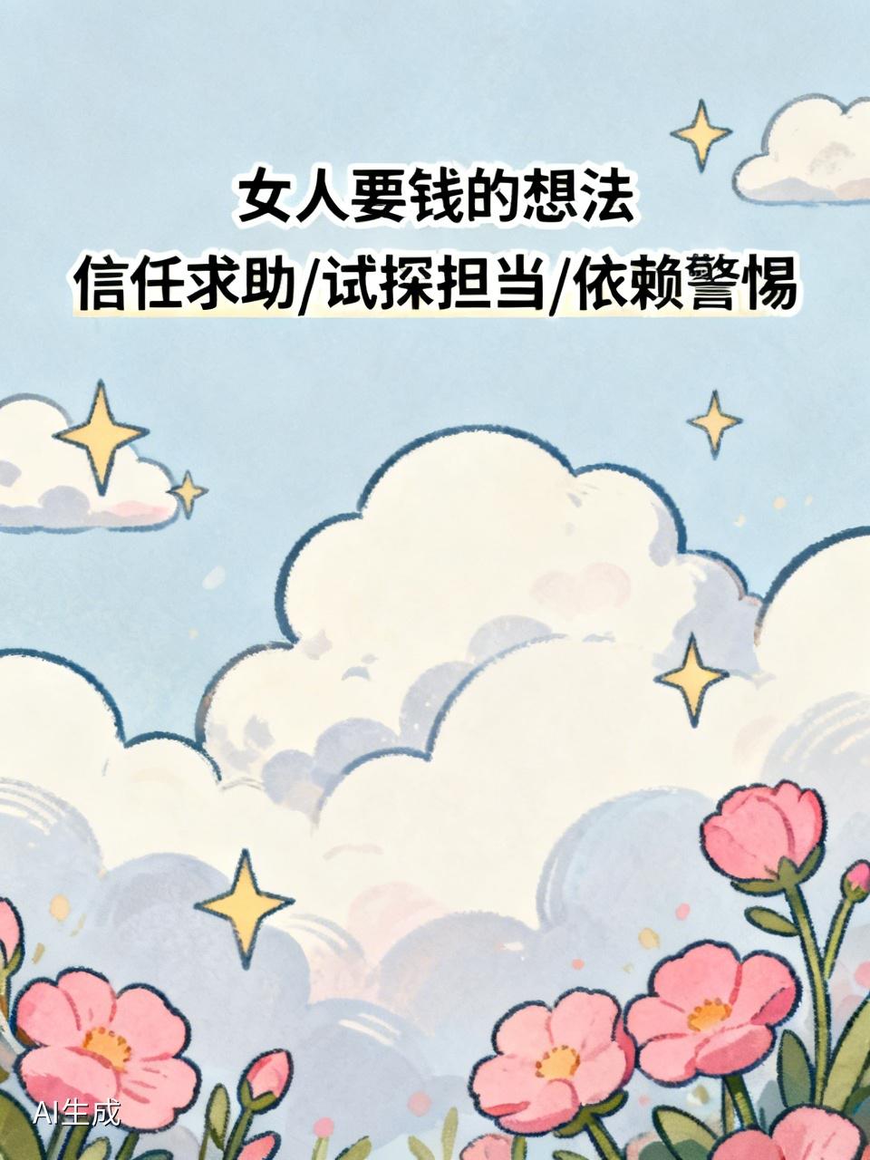 当女人问你要钱时,是怎么想的? 当女人问你要钱，想法可多了。一方面，可能她手头紧