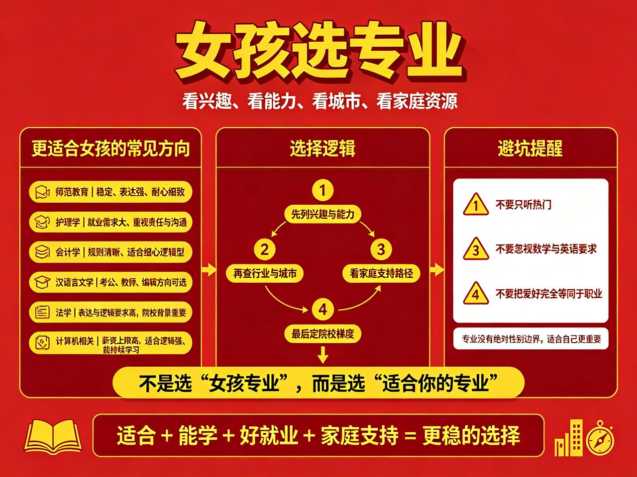 在就业过程中，女孩子主要偏向于稳定就业。很多公务员和事业编制,可能男孩子家庭会觉
