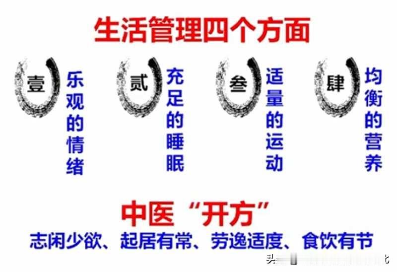 生活:乐观的情绪、充足的睡眠、适量的运动、均衡的营养。饭后百步走，活到九十九。知