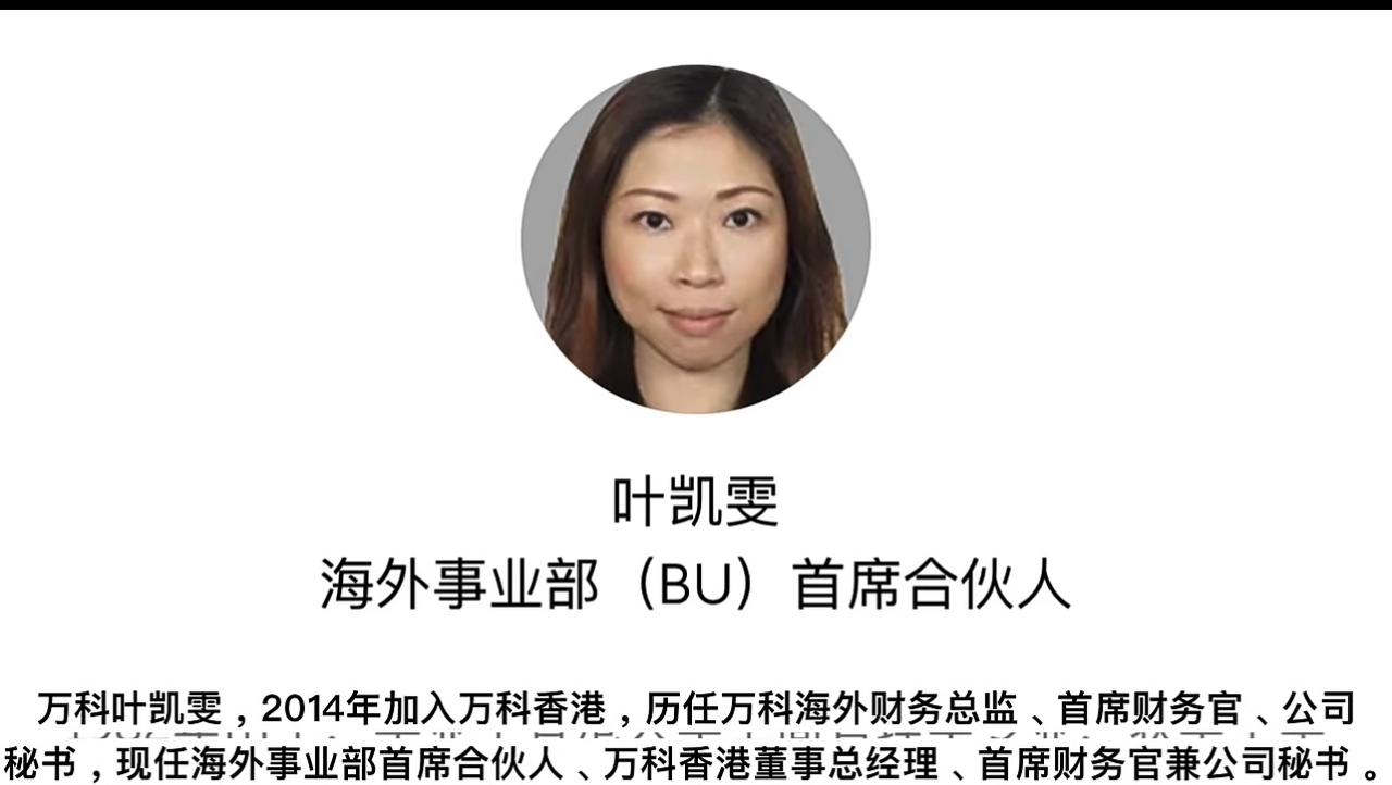 万科海外执行董事叶凯雯女士将获委任为提名委员会成员，自2025年12月19日起。