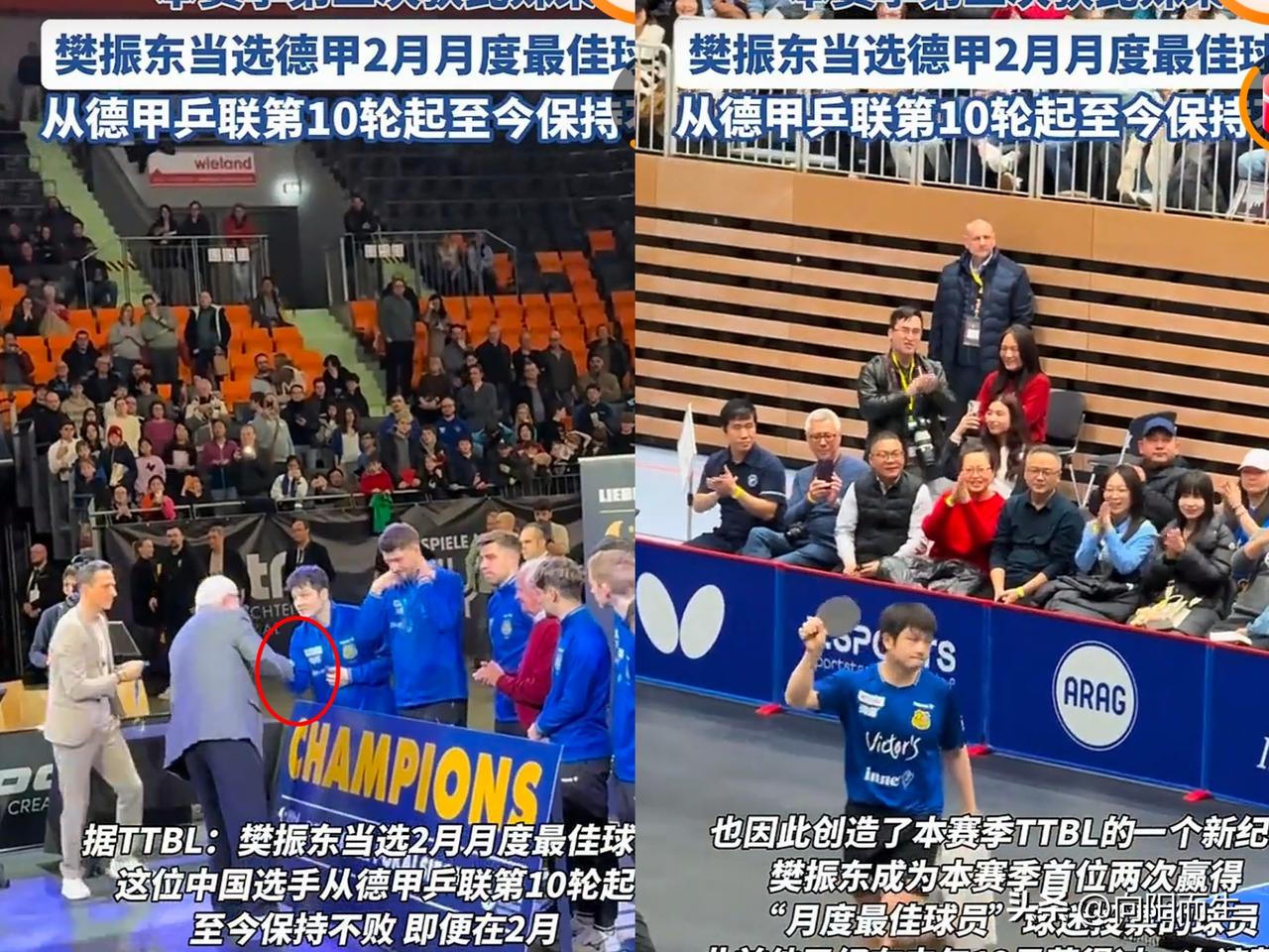 樊振东又在德甲拿最佳了，
这实力真没话说！
本赛季他已经两次当选月度最佳队员，