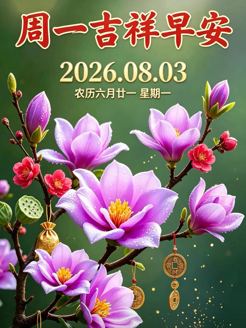🌺2026./8月3月，晨光融暑意，静享夏日安🌺

🌿🌸晓光漫洒街巷，清