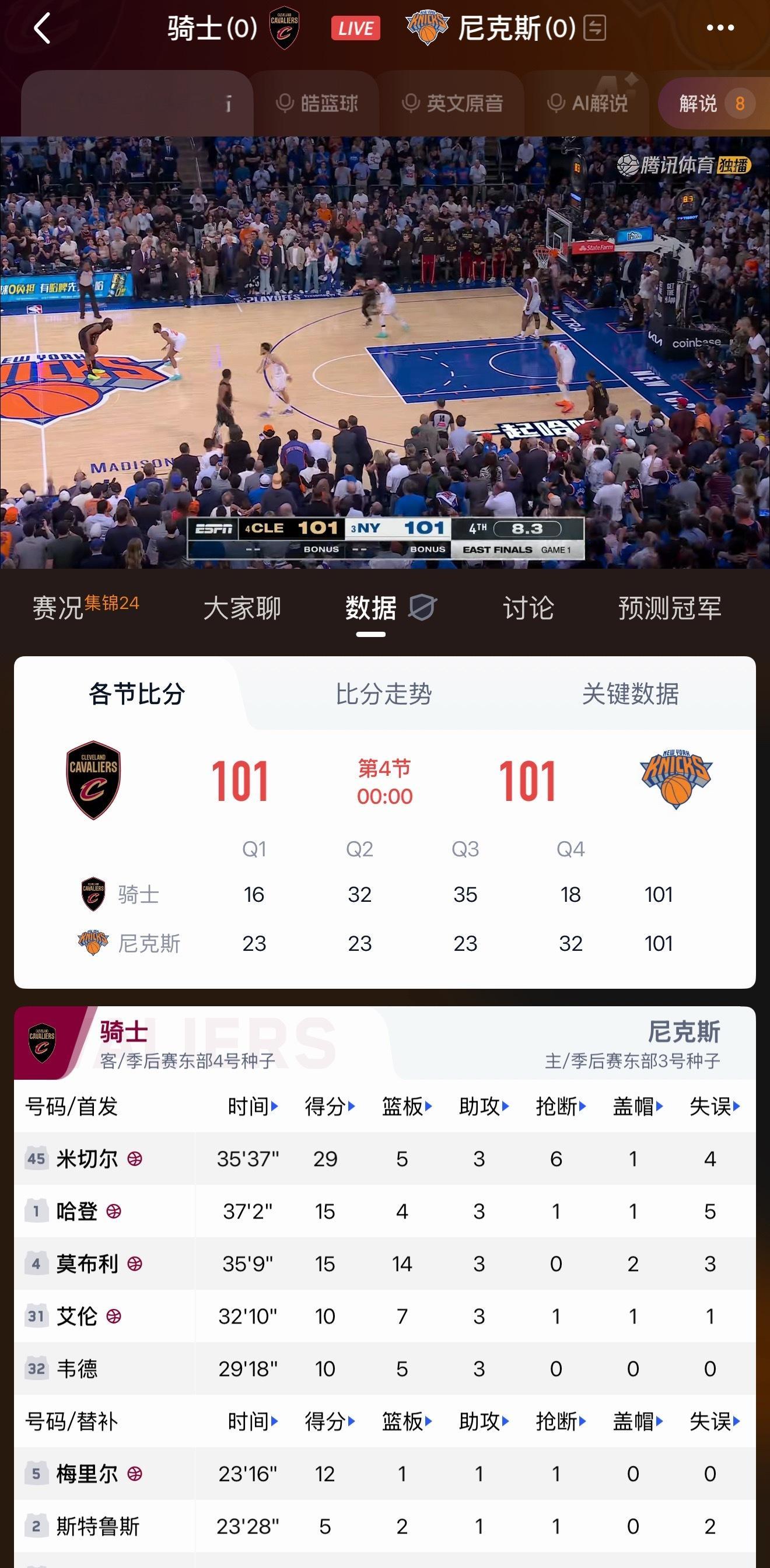 卧槽尼克斯骑士进加时了…要不要这么刺激啊 