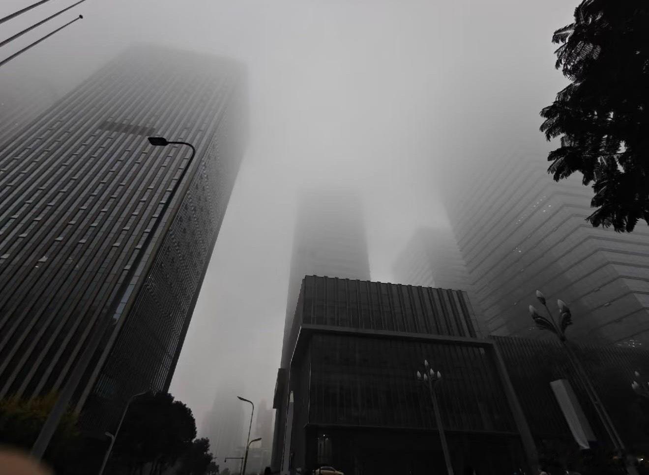 重庆今天早上的雾🌫️大得跟恐怖片似的…………………… 感觉随时要把人送走………