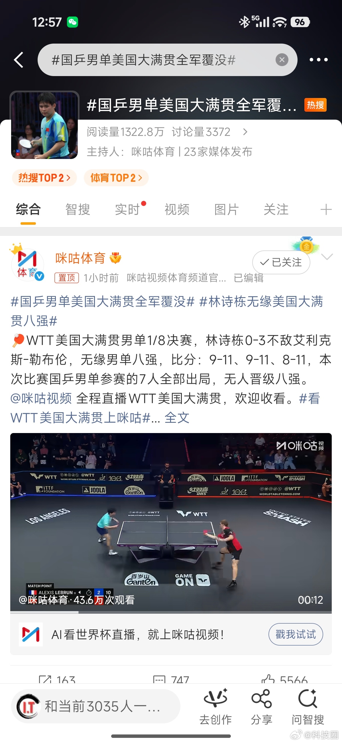 国乒男单美国大满贯全军覆没王楚钦没进8强的时候我刚说，现在男单大概率就指望王楚钦