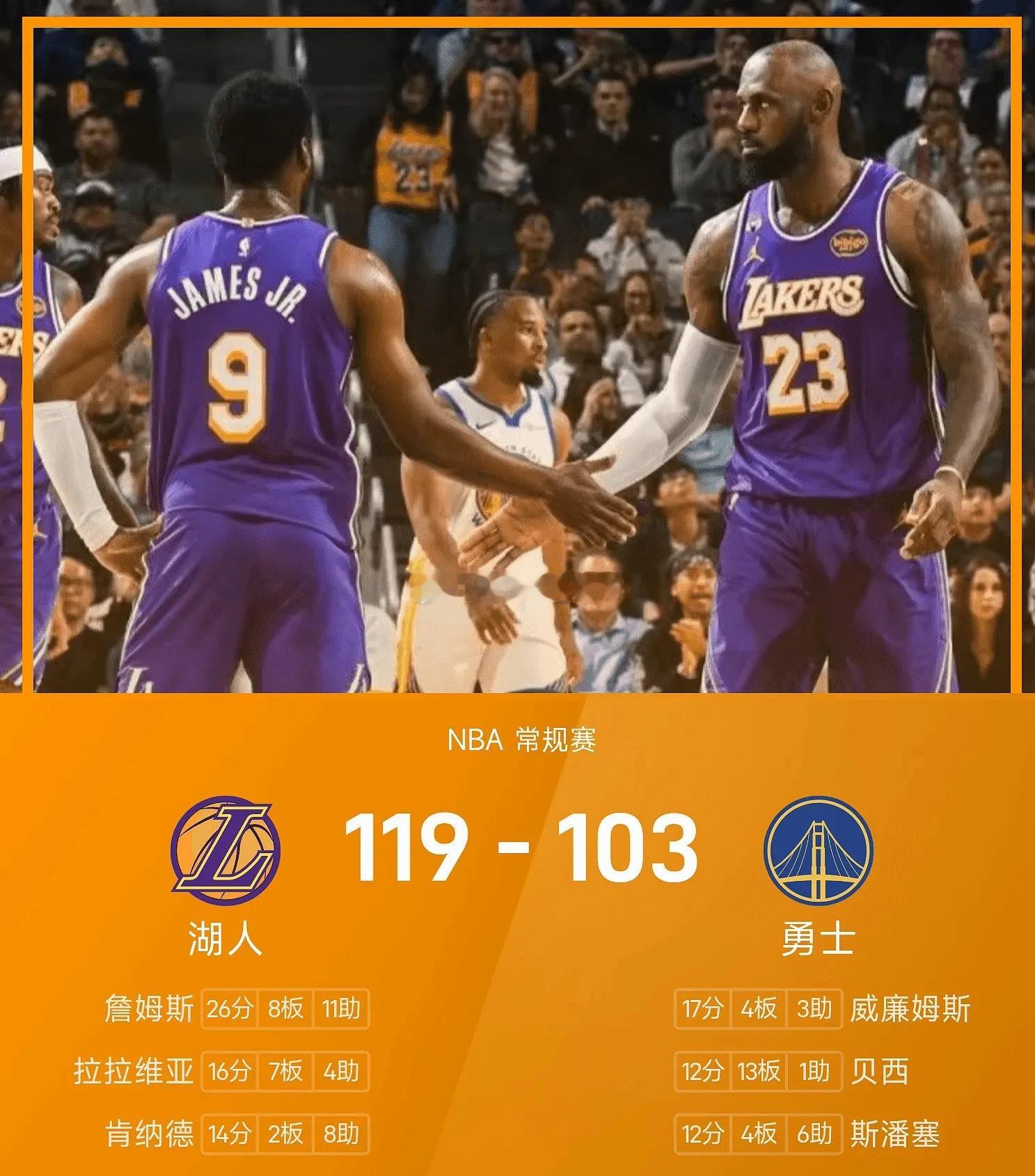 湖人战胜勇士04月10日 25/26赛季NBA 常规赛，勇士对阵湖人。双方全场战