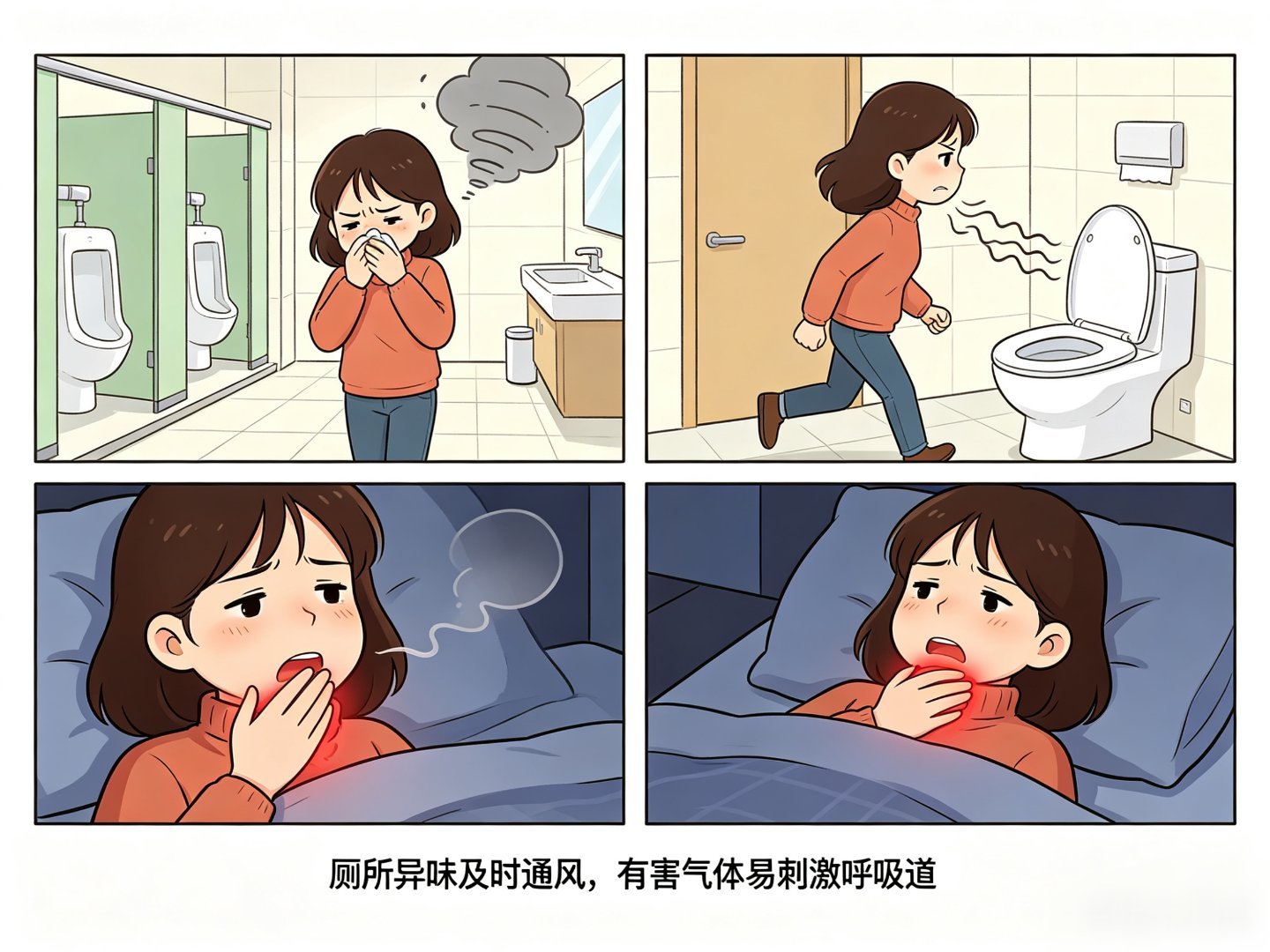 女子上厕所闻到恶臭当晚扁桃体发炎异味里的有害气体刺激呼吸道，身体直接给出预警，平