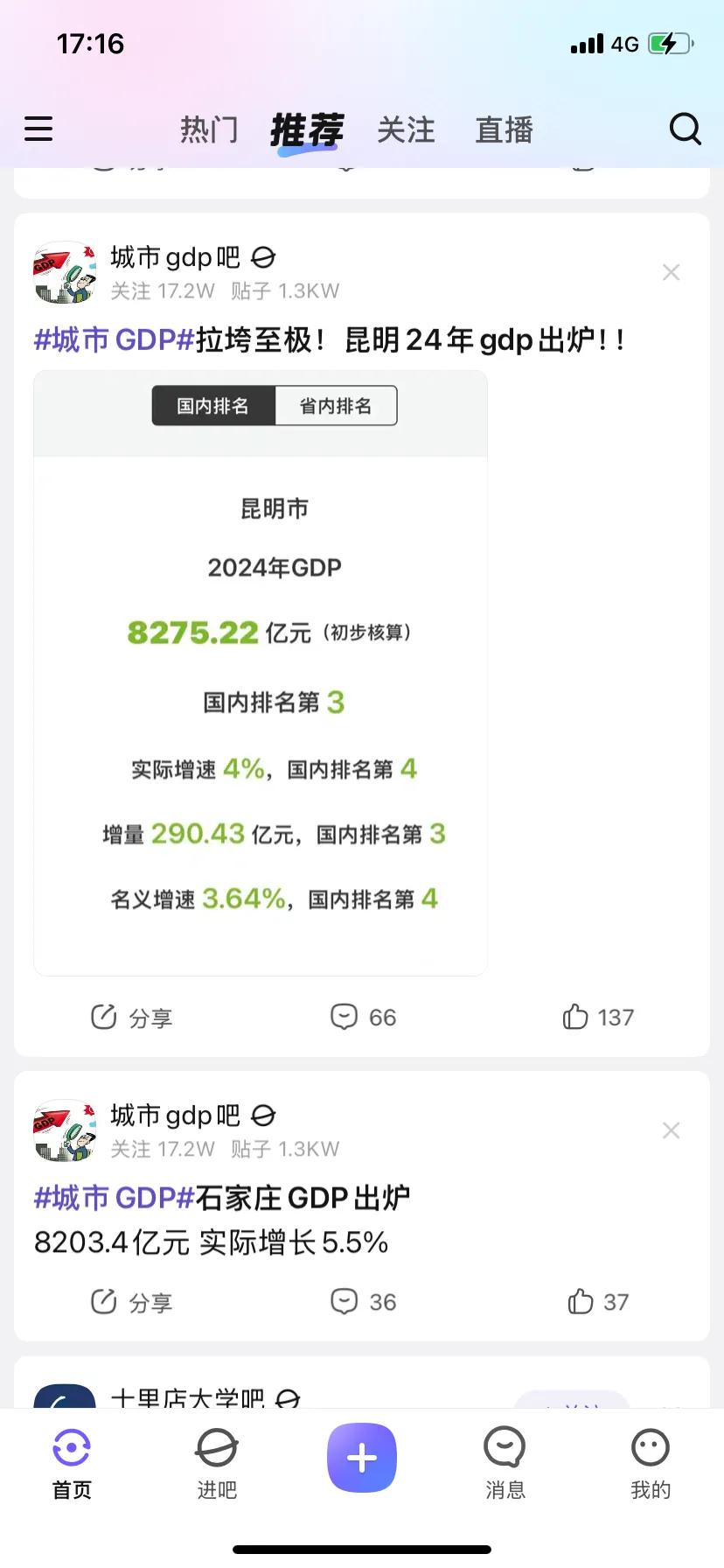 石家庄和昆明的GDP同时出来了
昆明以微弱的几十亿超过了石家庄
但是明年大概率石