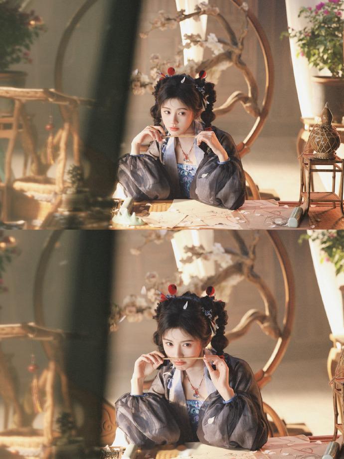 黛色古装、灵动娇俏活泼可爱——鞠婧祎。每日明星美图分享