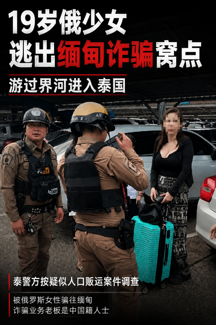 19岁熊族女子，近日从缅甸边境地区逃入泰国，引发当地警方对人口贩运及跨国网络诈骗