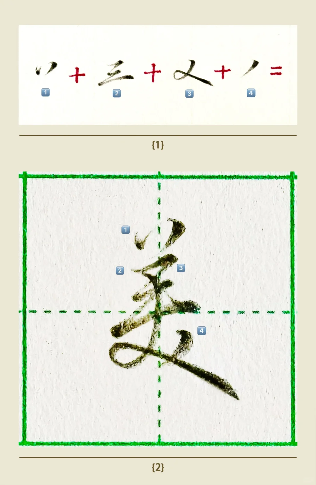 硬笔行楷“美”字单写，详细拆解，一学就会