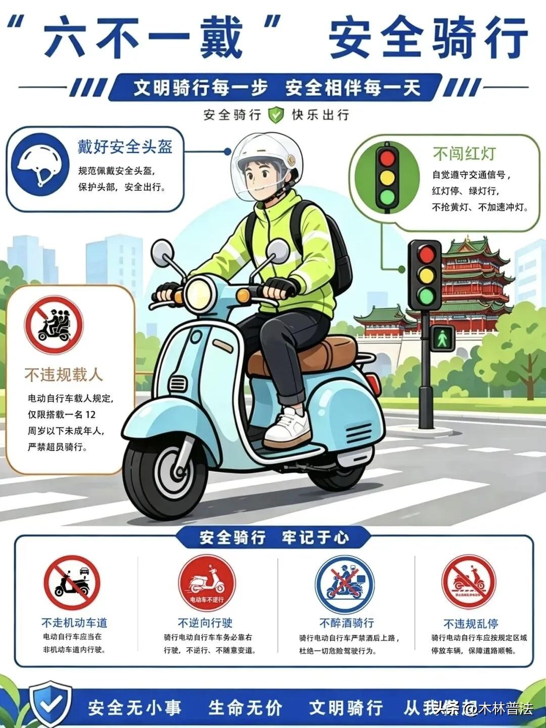 电动自行车“六不一戴”骑行宣传海报[赞]