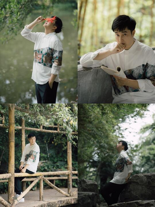 佛山拍照📷在公园拍一组绿色氛围感男生写真