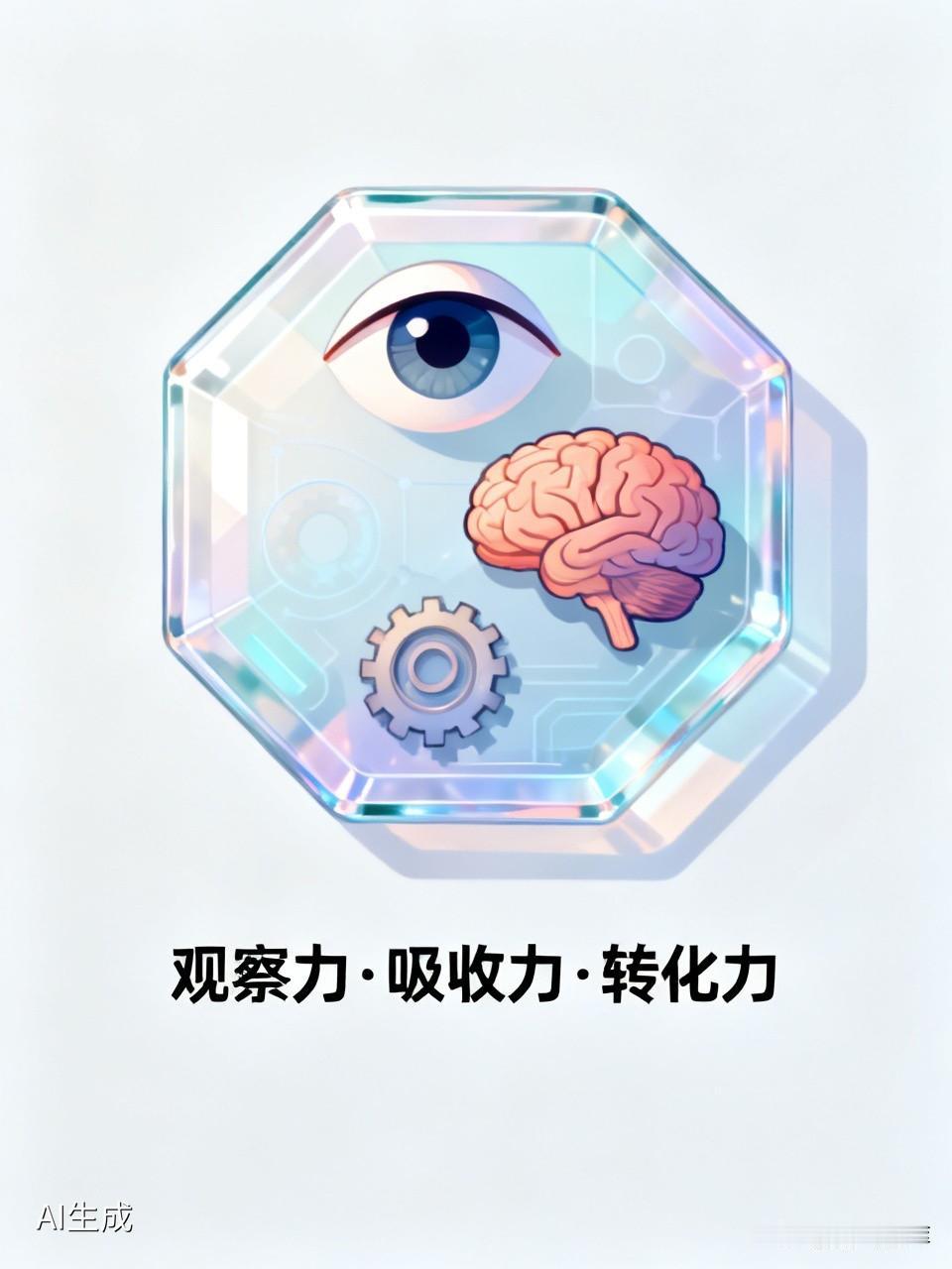 “观察力，吸收了，转化力可”——像一串精炼的代码，浓缩了一个完整的认知闭环。沿着