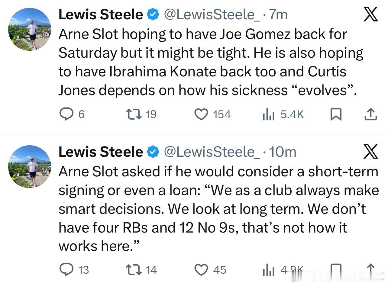 斯洛特被问到如果他想在关窗前来个短期签约或者是租借：我们作为一支球队一直都是做明