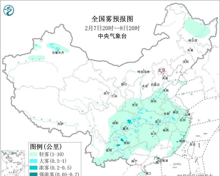 【雾 霾 沙尘】今晚到明天上午，新疆天山北麓、重庆、四川、贵州、湖北、安徽、福建