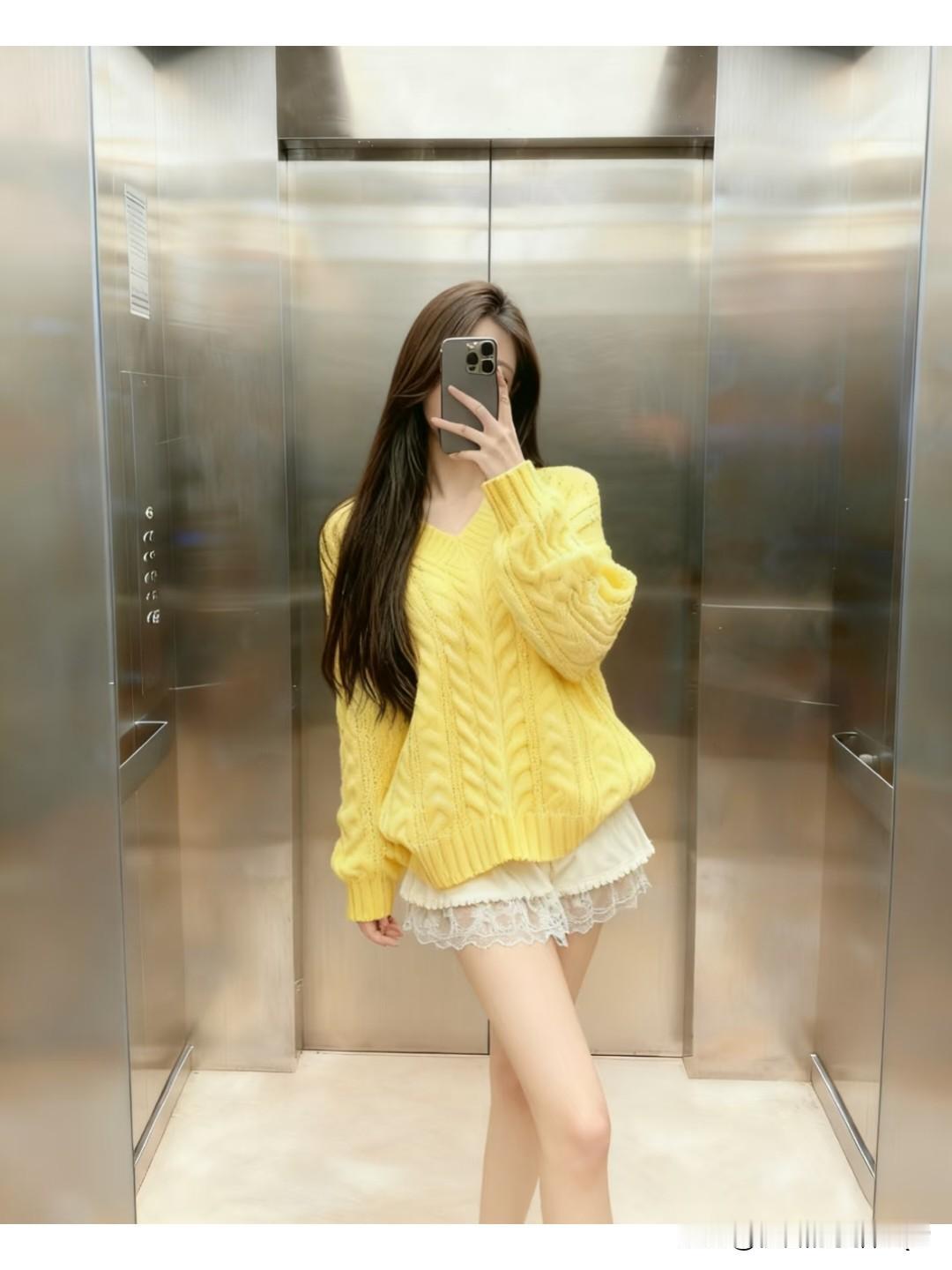 黄色毛衣真的很显白