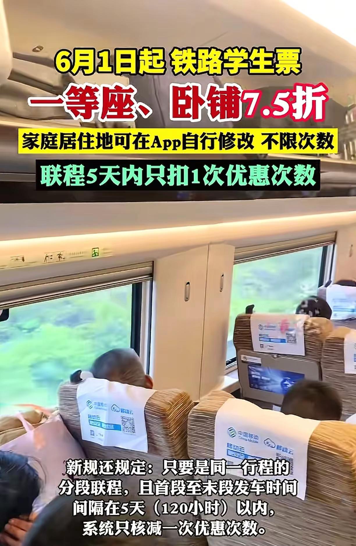 6月1号起，铁路学生票7.5折。热点 学生