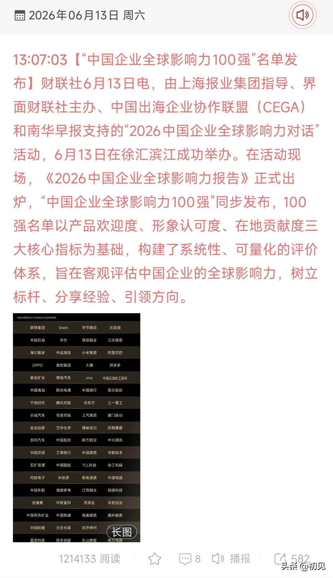 《2026中国企业全球影响力100强》榜单解析：中国企业全球化的跃迁与标杆
 
