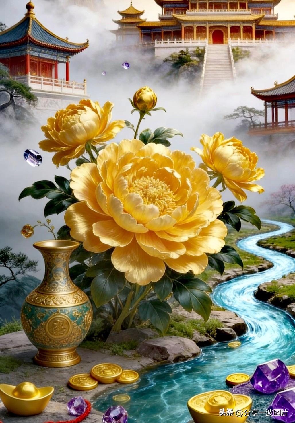 花开富贵，和气生财。