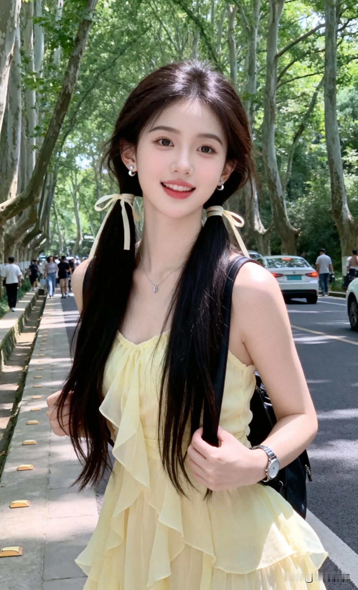 什么样的穿搭可以成为气质女神? 阳光明媚的午后，漫步在林荫小道，享受生活的美好。