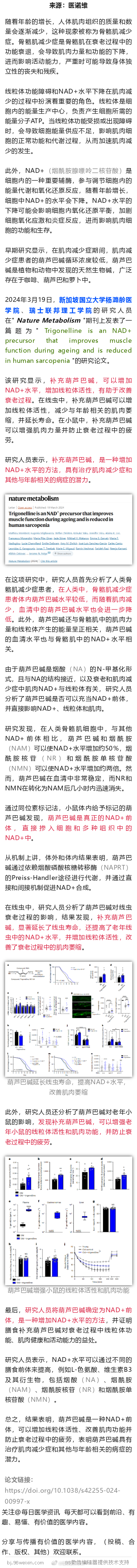 Nature子刊：咖啡中的这种成分，可以增加NAD+水平，改善衰老过程2024年