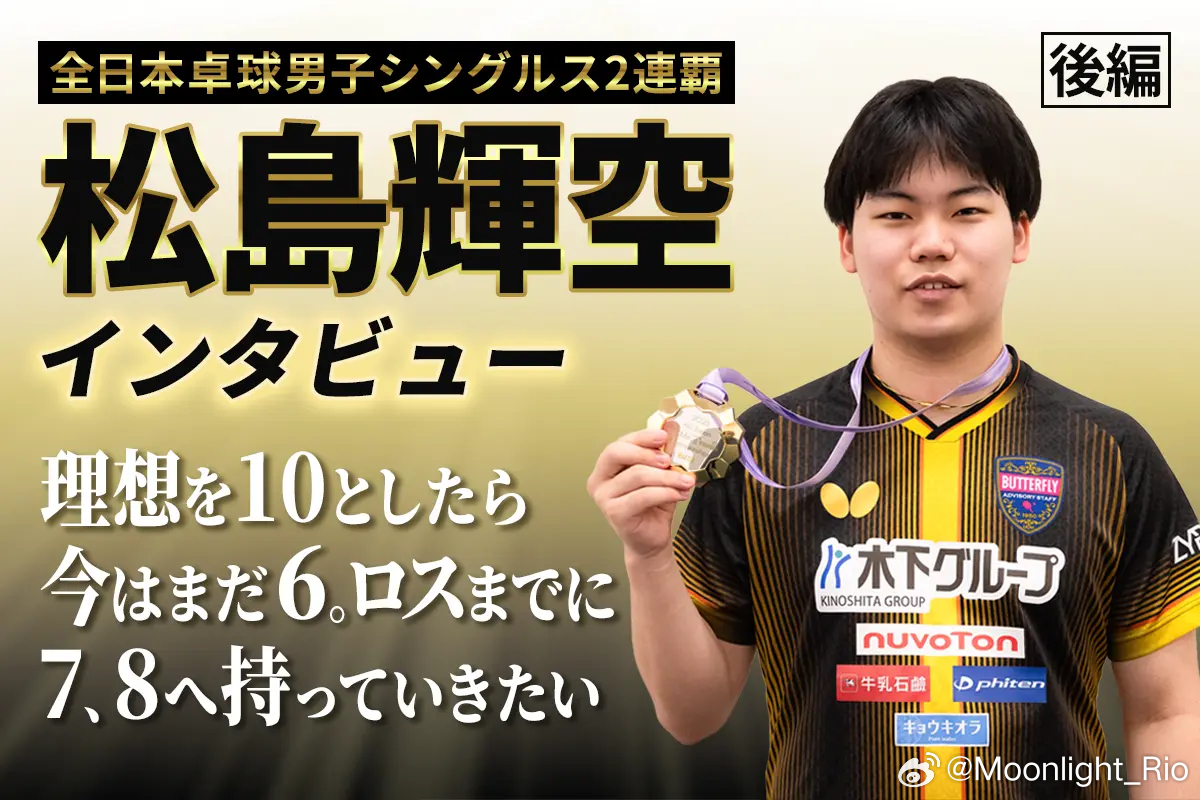 全日本乒乓球男子单打两连冠 松岛辉空采访（后篇）《卓球レポート / Butter