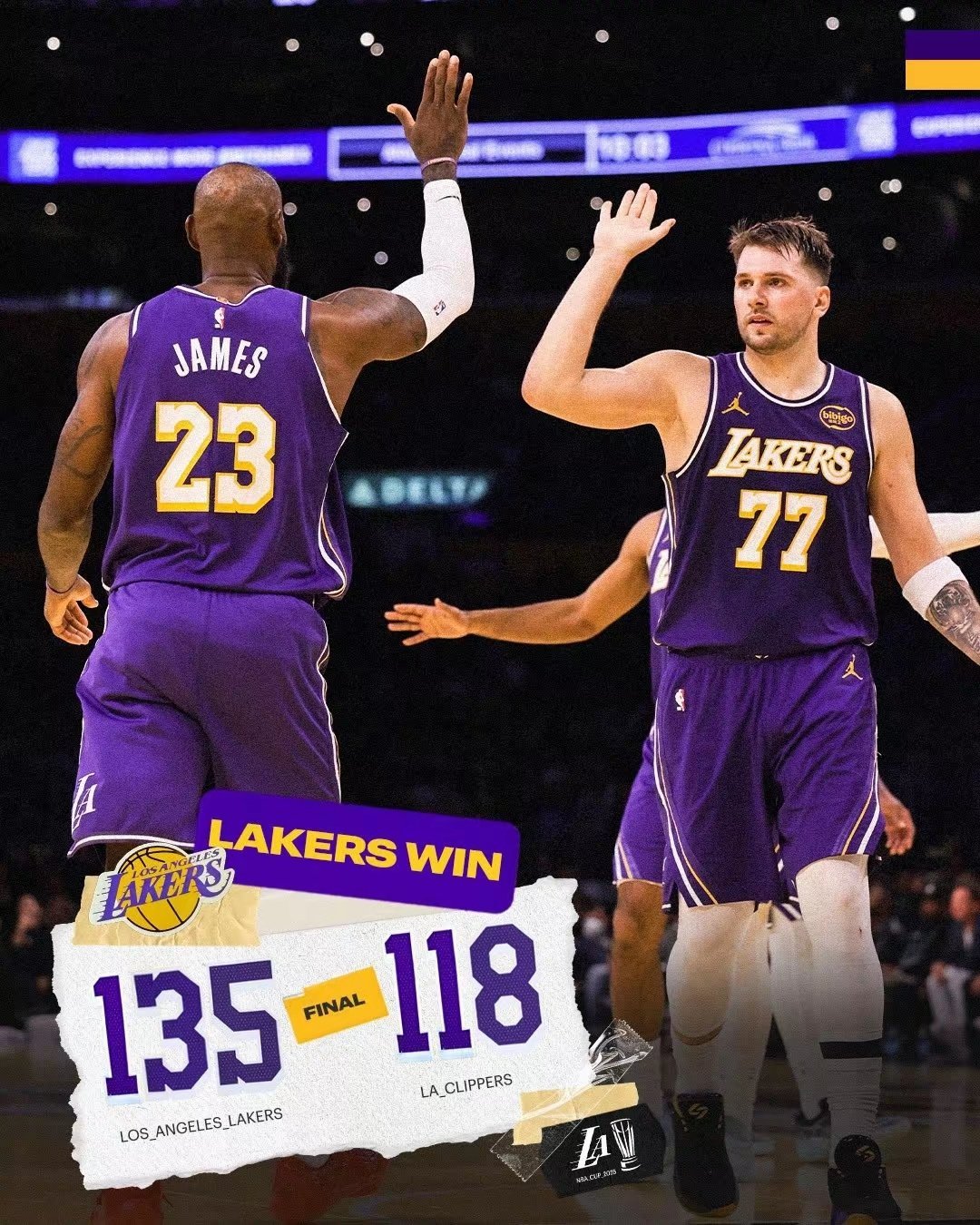 压制同城死敌，湖人已取得洛城德比四连胜nba篮球 北京时间今日，在NBA杯的比赛