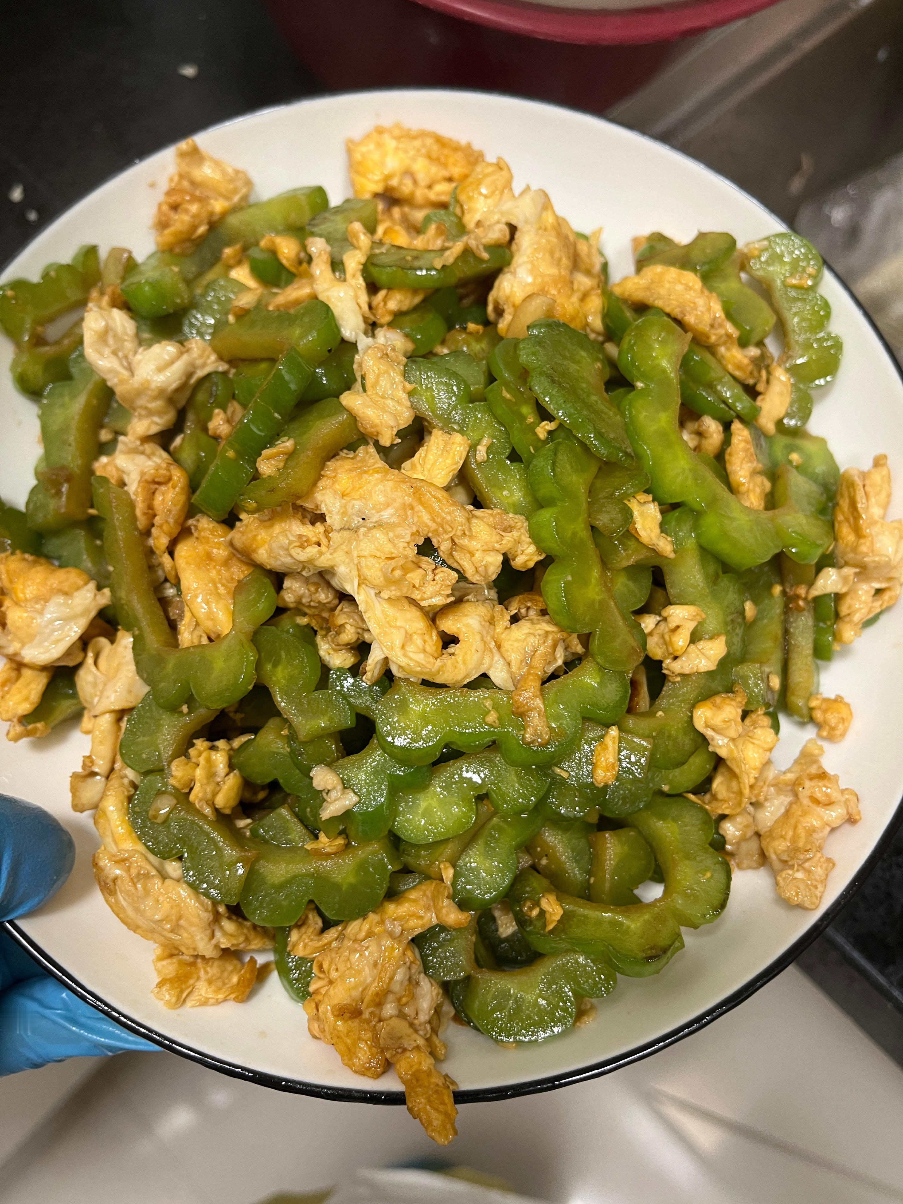 上门做饭之D家day1花菜炒肉番茄豆腐蛋汤苦瓜炒鸡蛋三个菜，但是用了1小时45分