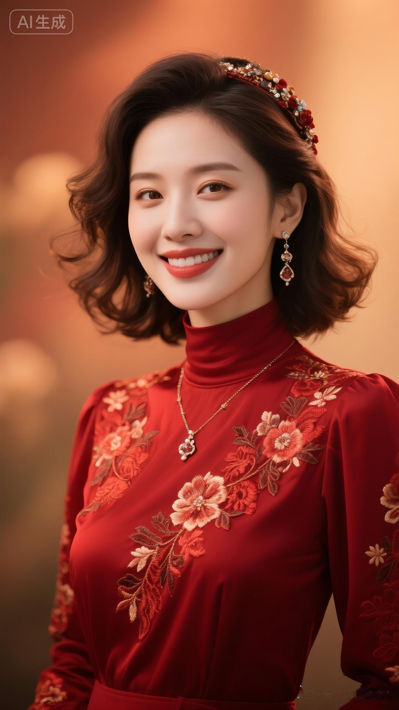 这姑娘穿得真漂亮，微笑好迷人！