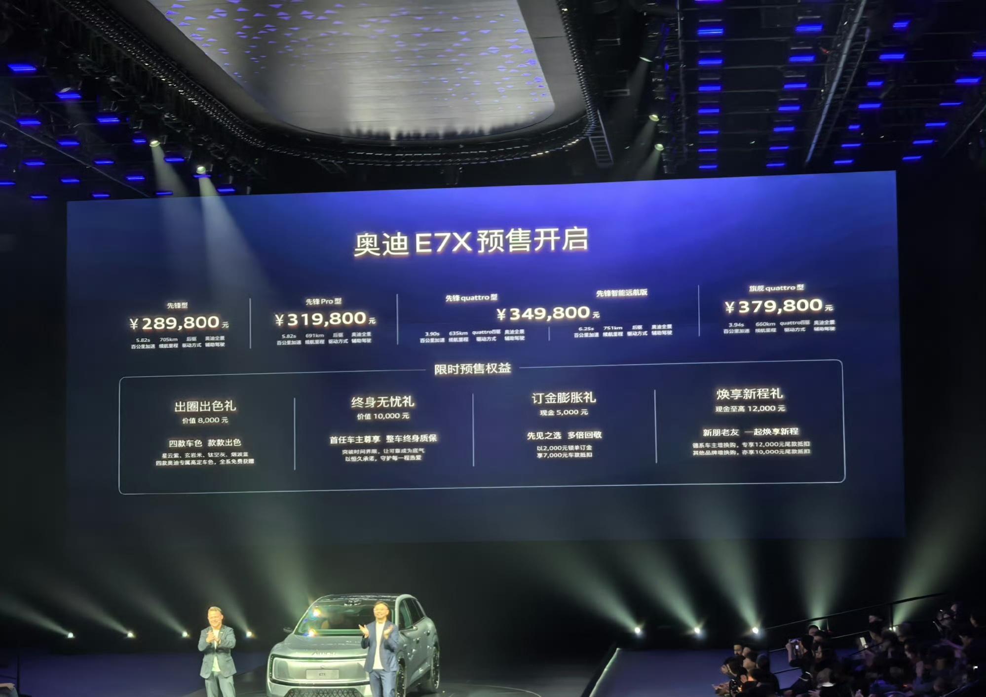 同价买奥迪还是买小米家人们谁懂啊！奥迪E7X预售28.98万起，这是要和小米抢饭