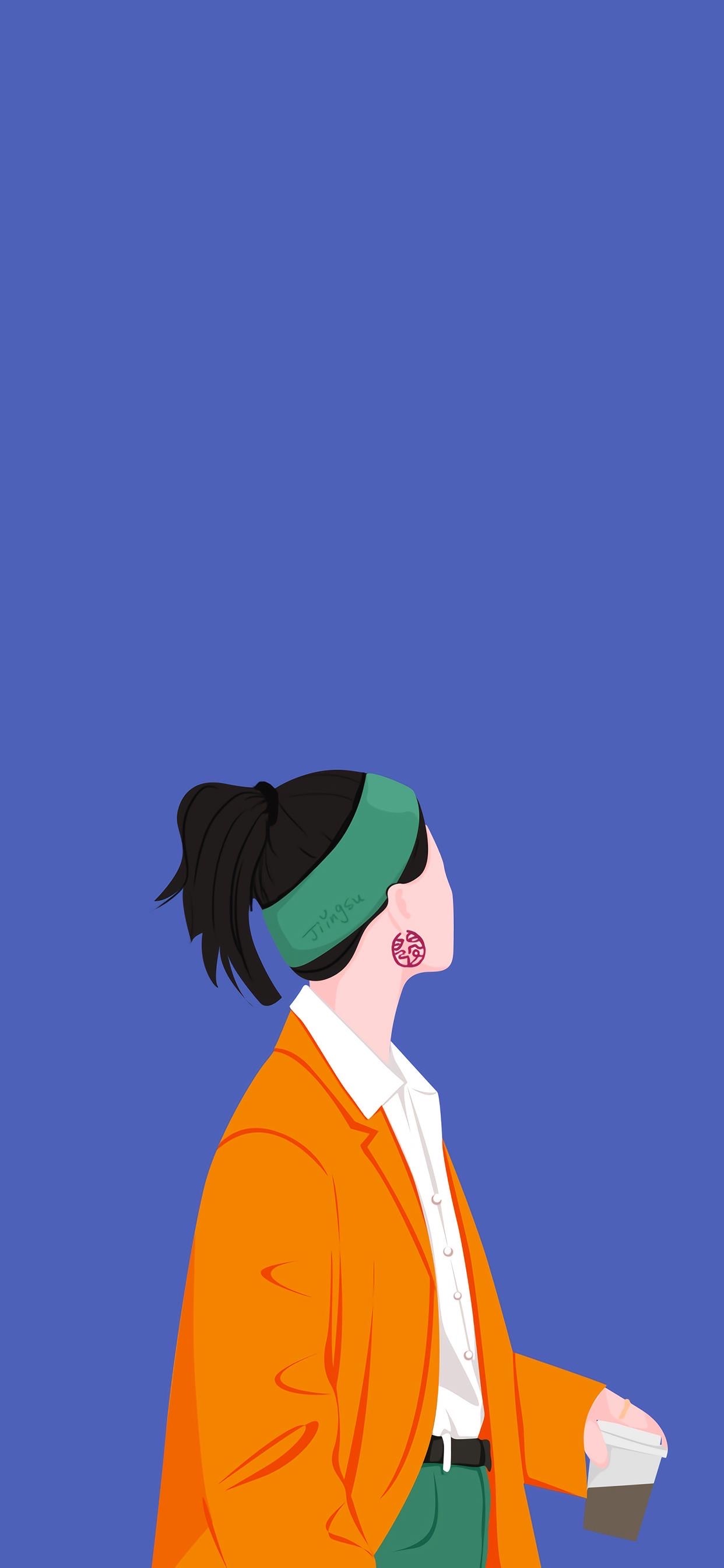 一组简约女生卡通壁纸 ​​​