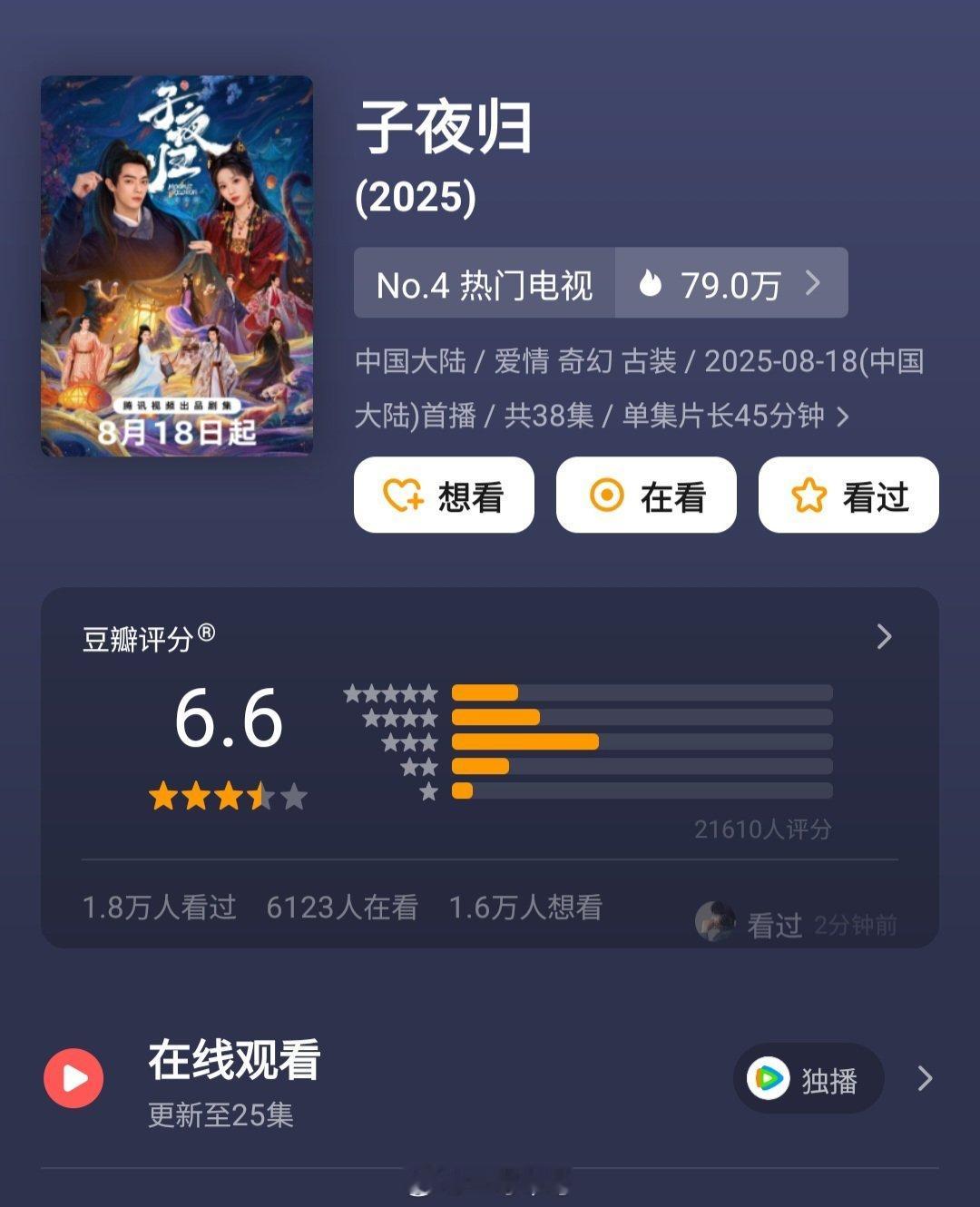 子夜归开分6.6 ​​​