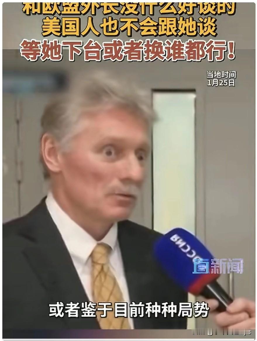 当地时间1月25日，俄罗斯总统新闻秘书佩斯科夫在接受采访时称，俄罗斯和欧盟外长卡