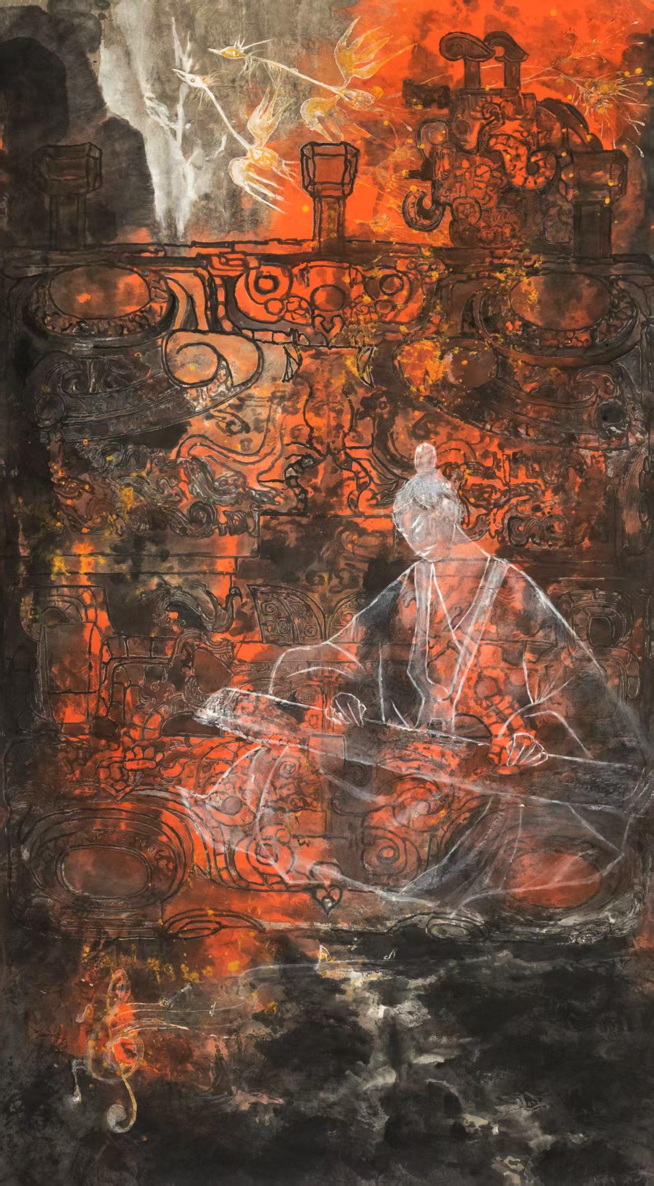 6月2日，“喜迎二十大 礼赞新时代”肖山中国画作品展在市图书馆展厅开展。画家肖山