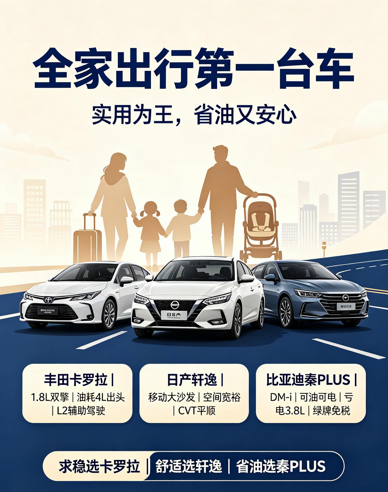 第一台车要兼顾全家出行，实用为王。
首推丰田卡罗拉——全球销冠不是没道理，1.8